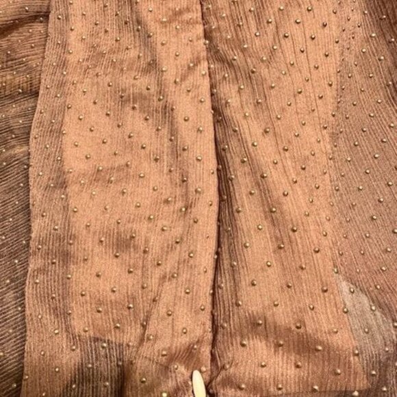 Lulumari One-Shoulder Ruffled Y2K Bohemian Terracota Blouse Polka Dot Texture  M - Picture 6 of 8